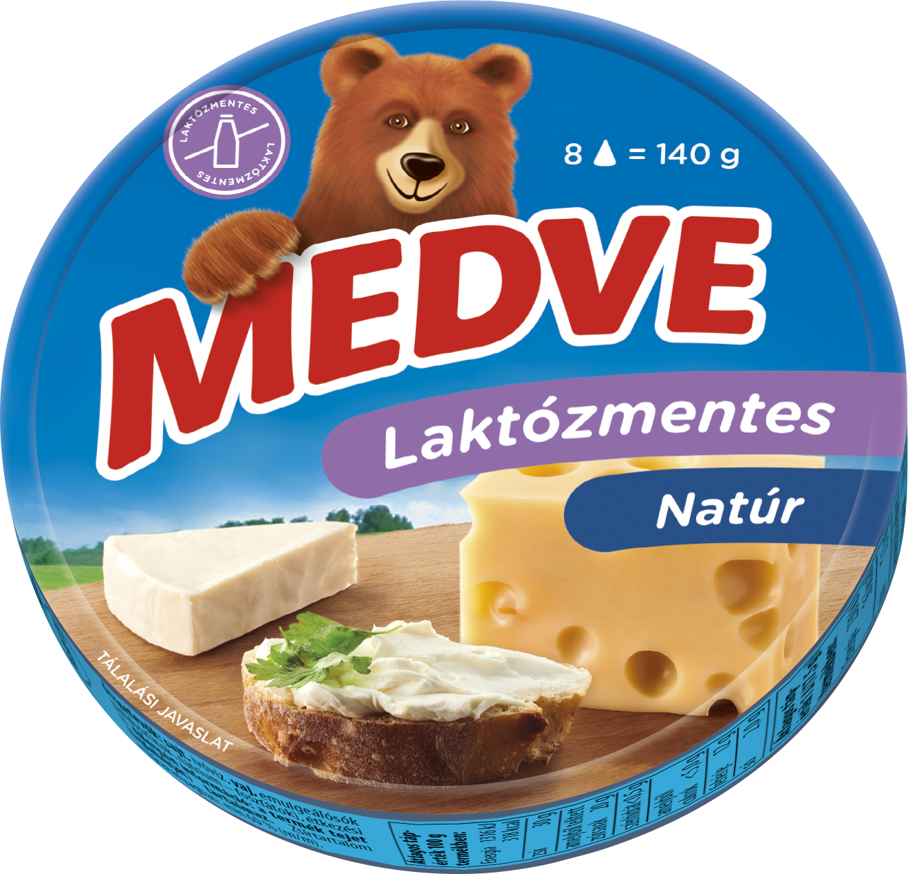 MEDVE LAKTÓZMENTES DOBOZOS 140G kenhető, félzsíros ömlesztett sajt